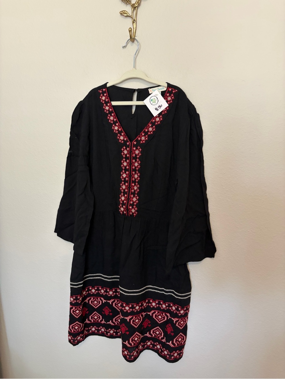 Flying Tomato Girls Size 10 Embroidered Black Dress NWT